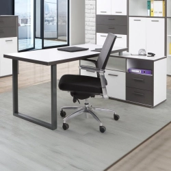 Biurko 160x75 cm z komodą Biały /Grafit